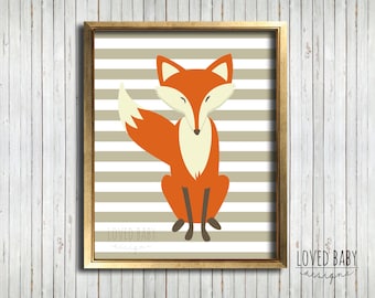 Fox Baby Nursery, Woodland Creatures Nursery, Printable Nursery Art - DIY, Printable