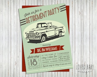 Vintage Truck Invitation - Retirement Party Invitation, Birthday Party Invitation, Baby Shower, Customizable - DIY, Printable, Digital File