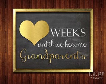 Pregnancy Countdown for Grandparents - New Grandparent Gift, Pregnancy Announcement - INSTANT DOWNLOAD