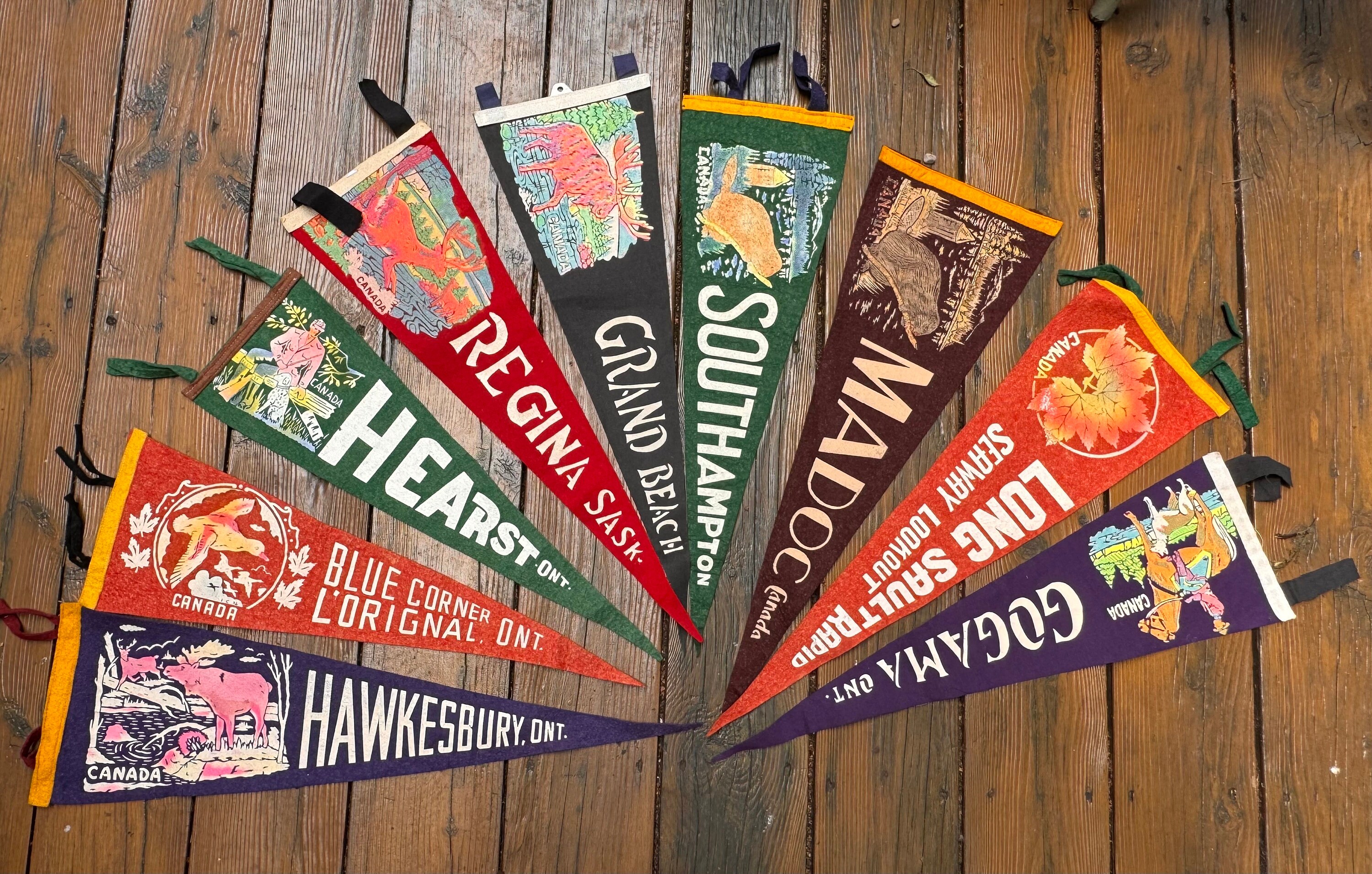 Felt Pennant Vintage Souvenir Canada Travel Hearst,gogama 