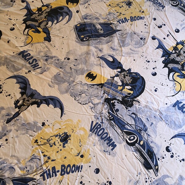 Batman, Bed Sheet, Fitted Double,Full,100% Cotton, Vintage Y2K, Pottery Barn,Excellent Condition, Bedding, Linen, Crafting,Sewing