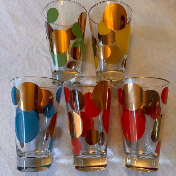 Russel Wright Sooner Eclipse Dots, Zombie Glass Tumblers Bartlett Collins,Mid Century Modern MCM Atomic Era Bar Ware,Replacement Individual