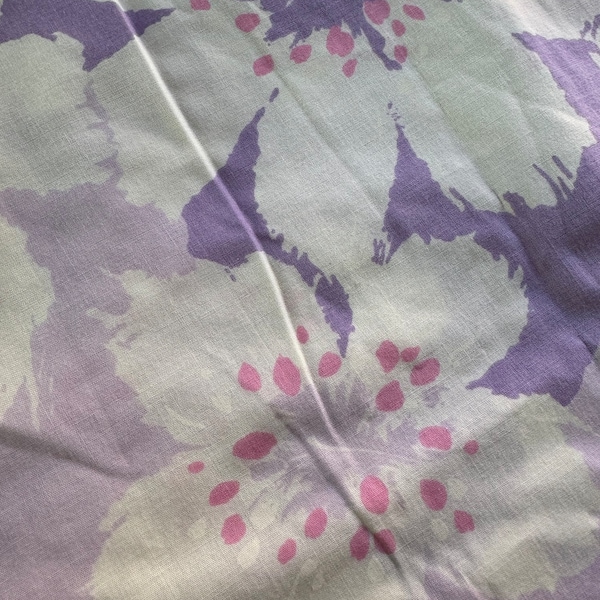 Purple Snowflower, TexMade,Full Double Fitted Top Bed Sheet,Retro,1970s,Bedding, Bedroom Linen,Sewing Fabric