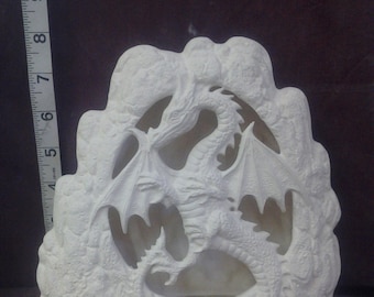 Dragon Rock Art stone 8" Ceramic Bisque, ready to paint