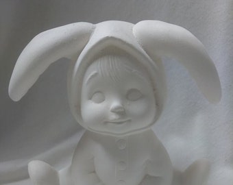 Sweet Tot Bunny Sitting 6" Ceramic Bisque Ready To Paint