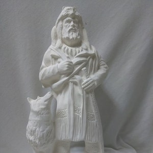 Mountain Man with Wolf 12" Ceramic Bisque, Ready To Paint