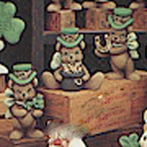 Lucky St Patricks Bears set of 3 ornaments Ceramics to paint FREE SHIPPING