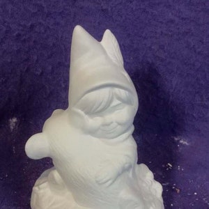 FREE SHIPPING   Child gnome holding mouse 4&quot; ready to paint ceramic bisque