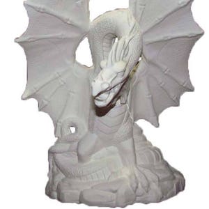 Fire Keeper Dragon  12 x 8&quot; ready to paint, ceramic bisque