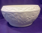 Arnels Leaf Embossed Planter 7 quot x 5 1 2 quot ready to paint ceramic bisque