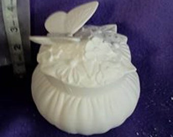 Butterfly Box Candy Dish 4" x 5" Ceramic Bisque, Ready To Paint