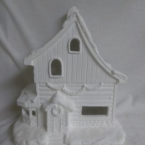 North Pole Elves Workshop village house 8" x 7" x 5" ready to paint, ceramic bisque