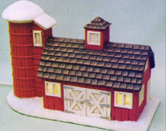 Barn and Silo Village House 7" high ceramic bisque, ready to paint