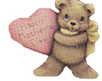 Happy Mother's Day Bear holding heart 5" ceramic bisque, ready to paint