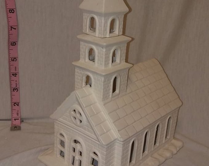Ceramic Light up Church Christmas Village Holiday Display Winter