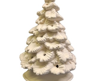 Spruce Tree with Base  9" ceramic bisque ready to paint Cut Out and Light Kit INCLUDED