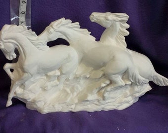 Doc Holiday running mustangs 15" x 9" ready to paint ceramic bisque