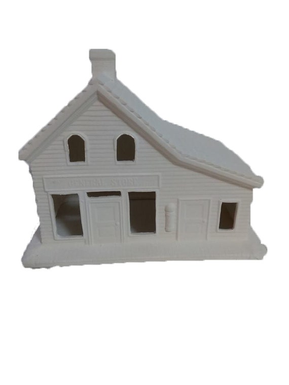 Byron General Store Village House 7&quot; x 5&quot; x 5&quot; Ceramic Bisque, Ready To Paint