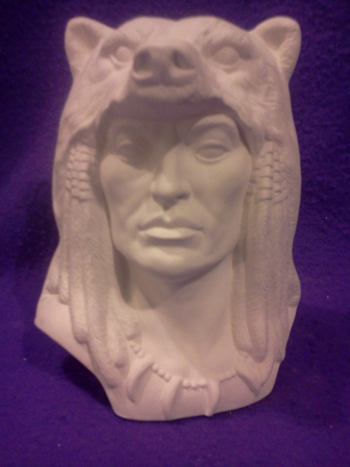 Native Grizzly Spirit Ready To Paint 6 1/2" Ceramic Bisque