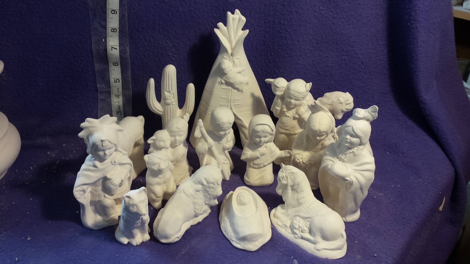 Native American Nativity 17 Pc Set 3" to 5" Ready to Paint Ceramic ...