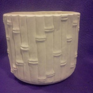 Vintage Large Duncan Bamboo Planter Ready to paint 7 x 7 1/2 ceramic bisque, image 1