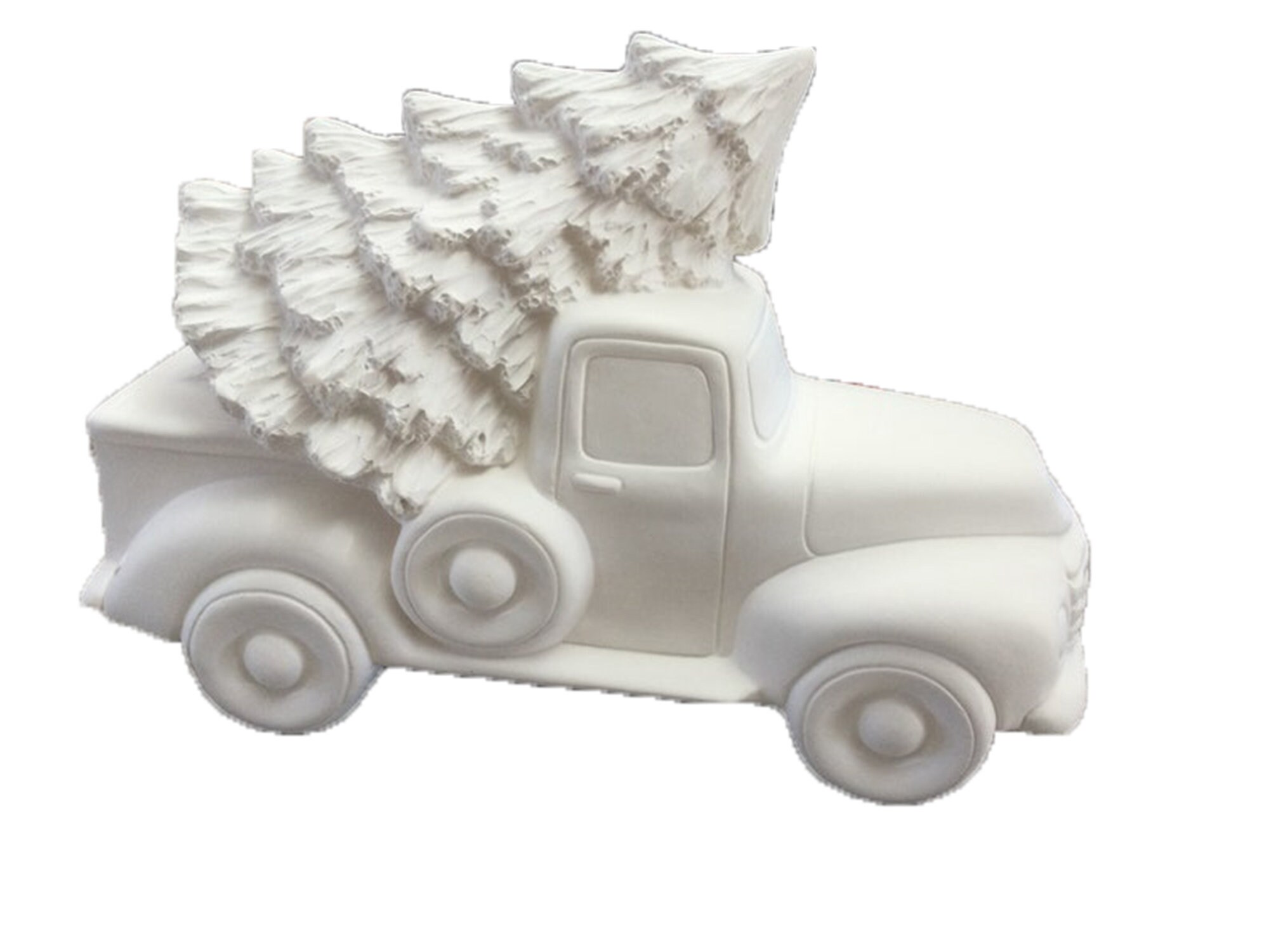 Truck 9.5"x 4.5" with Tree Ceramic Bisque, Ready to Paint