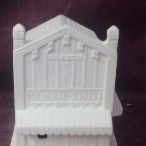 Crystal Creek General Store 7" ready to paint ceramic bisque, windows are cut out