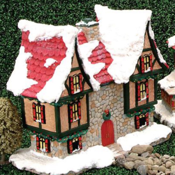 Casa de pueblo del Castillo de Papá Noel, 23 x 23 x 13 cm, cerámica bizcochada, lista para pintar