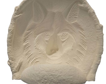 Wolf  Watching ready to paint ceramic bisque