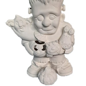 Frankie Jr 11" and Friends Ceramic Bisque, Ready To Paint with cut outs and clip light