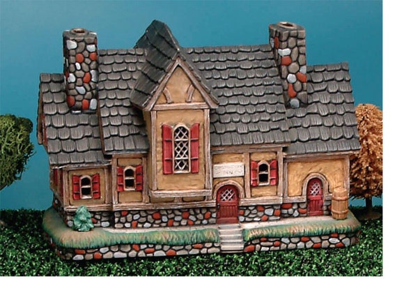 Crystal Creek Inn 6" x 9" x 4" village house Ceramic Bisque Ready to Paint with 