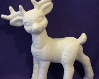 Softy Reindeer standing ready to paint 11" x 10" ceramic bisque