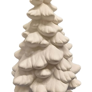 Christmas Tree 11&quot; with Plain Base, Ready to Paint Ceramic Bisque. CUT OUT and LIGHTS optional
