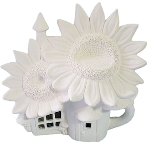 Sunflower Palace Fairy House 9&quot; x 9&quot; Ceramic Bisque, ready to paint