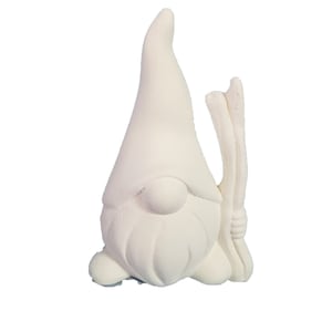 Gnome with Staff 6&quot; Ceramic Bisque, Ready to Paint
