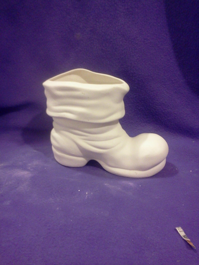 Santa Boot 6 Ceramic Bisque, Ready To Paint image 1