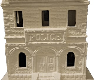 Police Station Village House 8&quot; x 5&quot; x 4&quot;  Ceramic Bisque Ready to Paint