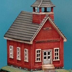 Crystal Creek School Village House 7" ready to paint ceramic bisque, windows are cut out