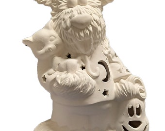 Momie 15 Cm En Céramique Biscuit - Prêt à Peindre, Avec Lumière