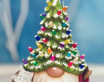 Tannenbaum Gnome 9" ceramic bisque ready to paint with light kit