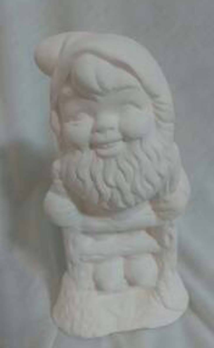 Free Shipping Sm Gnome On Ladder 5" Ceramic Bisque, Ready To Paint
