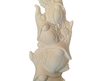 Sunflower Gnome Stack 10.5&quot; ceramic bisque ready to paint