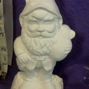 Papa Gnome holding mouse 6&quot; ready to paint ceramic bisque  FREE SHIPPING