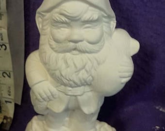 Papa Gnome holding mouse 6" ready to paint ceramic bisque  FREE SHIPPING