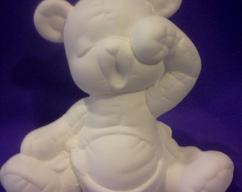 Kimple Softy Yawning Bear 9" ready to paint ceramic bisque