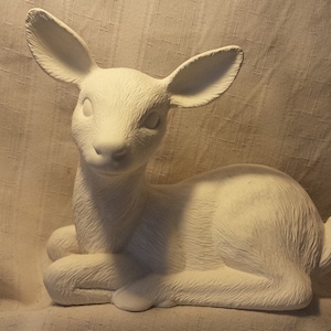 Sitting Baby Fawn (Deer) 8" x 10" Ceramic Bisque, Ready to Paint