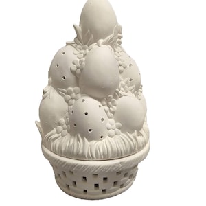 Easter Egg Stack Basket 13&quot; ceramic bisque, ready to paint LIGHT NOT INCLUDED