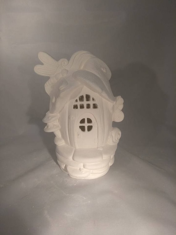 Ready To Paint Dragonfly Villa Fairy House 8/" x 5/" Ceramic Bisque