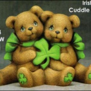St Patricks Cuddle Bears 6 3/4&quot; ready to paint ceramic bisque