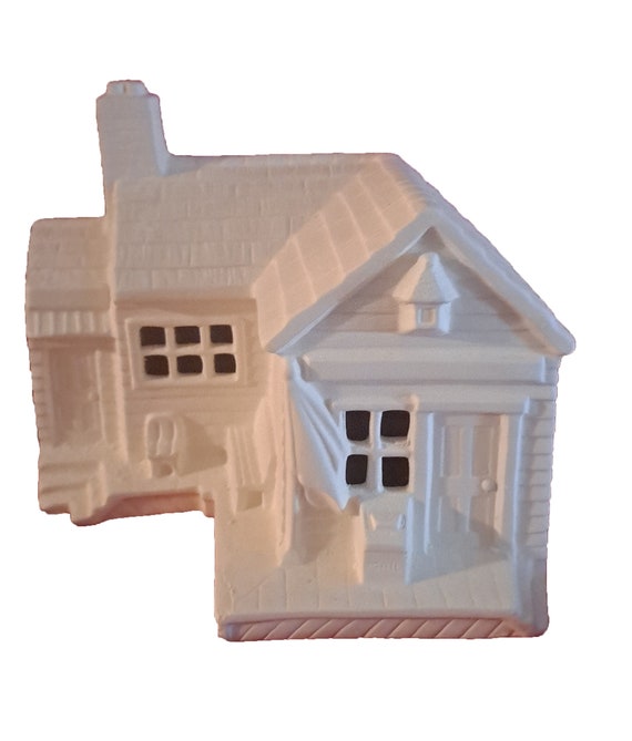 Maison De Village En Céramique Biscuit à Peindre - Kit Créatif Prêt à Décorer, Fait Main
